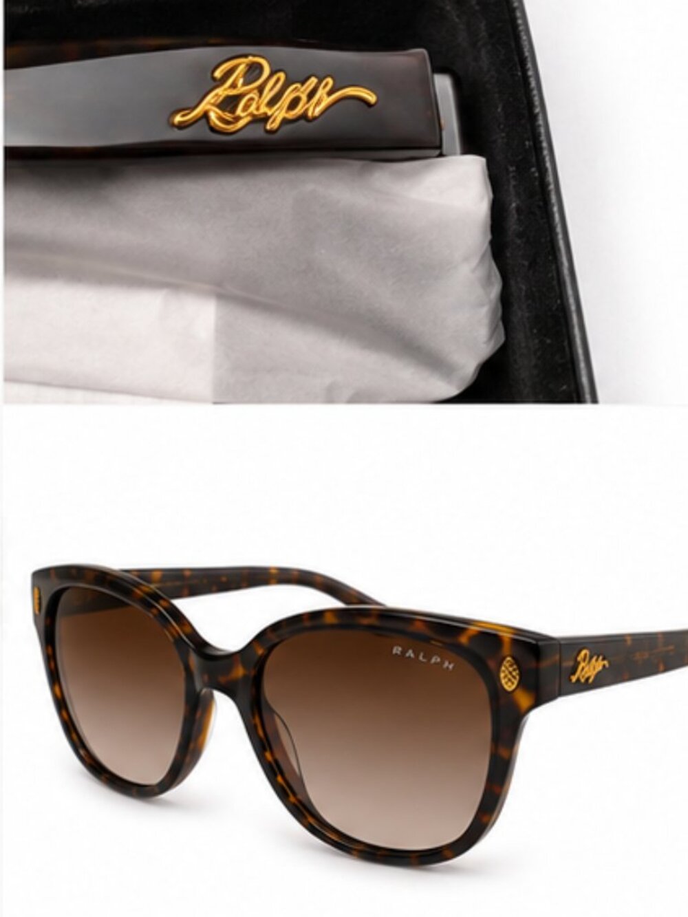 BNIB Ralph Lauren Tortoise Cat Eye Black Havana Sunglasses RA5305U - Picture 8 of 14